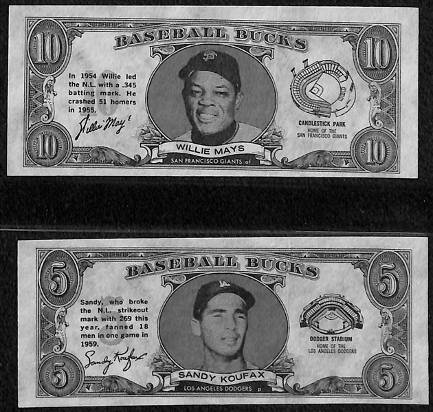 Pack-Fresh RARE 1962 Topps Bucks Baseball Card Set (All 96 in set!) w. Mantle, Mays, Koufax, Aaron, Clemente